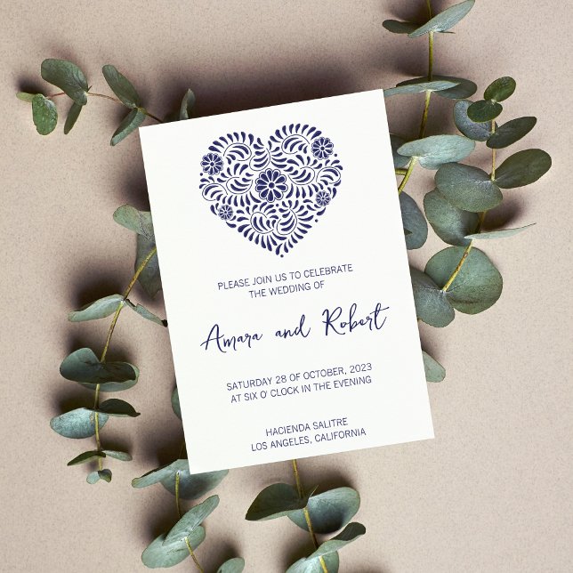 Faire-part de mariage cardiaque Talavera mexicaine (Créateur téléchargé)