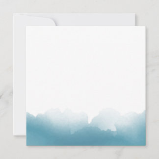 Faire-part de mariage carré aquarelle bleue