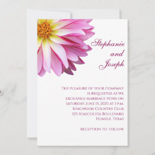 Faire-part de mariage carré Dahlia Rose Chaud