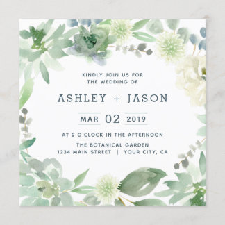 Faire-part de mariage Carré des succulents floraux