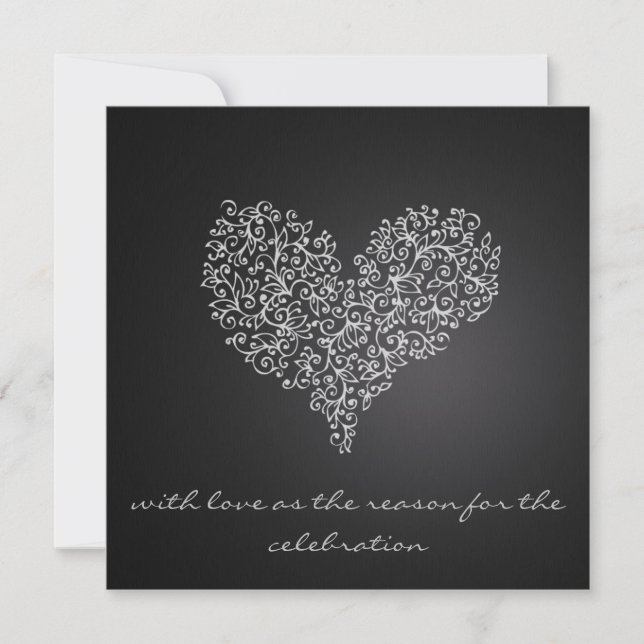 faire-part de mariage carré gris "avec amour" (Devant)