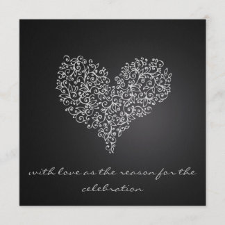 faire-part de mariage carré gris "avec amour"
