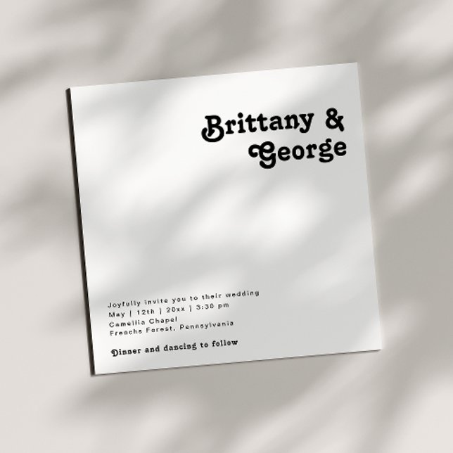 Faire-part de mariage Carré moderne rétro (Créateur téléchargé)