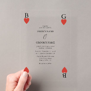 Faire-part de mariage carte à jouer coeurs monogra