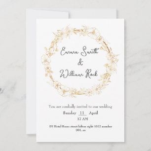 Faire-part de mariage carte beige et blanc