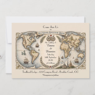 Faire-part de mariage carte du monde