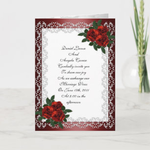 Faire-part de mariage carte élégante roses rouges