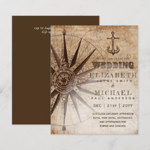 Faire-part de mariage Carte marine vintage de navi