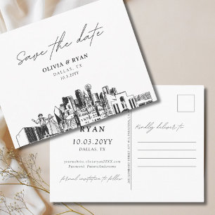 Faire-part de mariage carte postale de Dallas