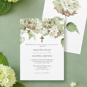 Faire-part de mariage catholique aux hortensias ve