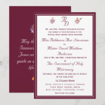 Faire-part de mariage catholique Burgundy Two Hear
