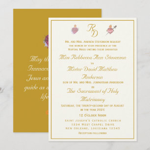 Faire-part de mariage catholique Crème/Ocre Deux C