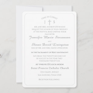 Faire-part de mariage catholique monogrammé intemp