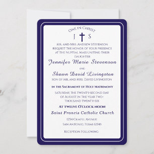 Faire-part de mariage catholique monogrammé intemp