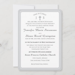 Faire-part de mariage catholique monogrammé intemp