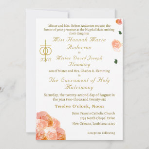 Faire-part de mariage catholique Rose en terre cui