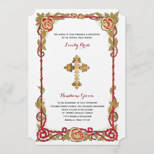 Faire-part de mariage catholique Vintage Rose
