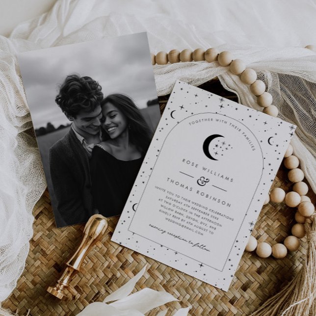 Faire-part de mariage céleste en arc (Zazzle Celestial Arched Wedding Invitation Photo )