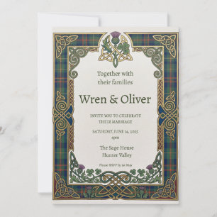 Faire-part de mariage Celtic Tartan Thistle