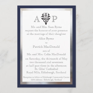 Faire-part de mariage celtique écossais moderne -