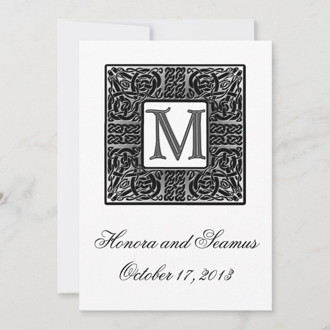 Faire-part de mariage Celtique Monogramme Argent (Devant)