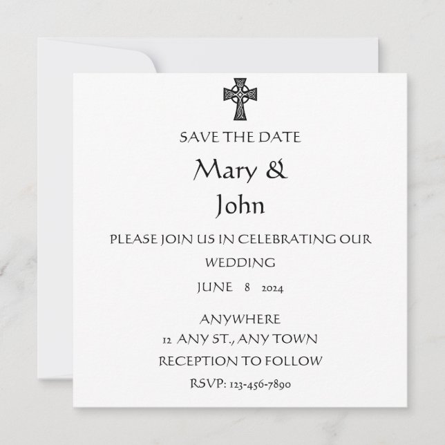 Faire-part de mariage celtique noir et blanc (Devant)