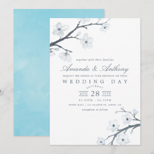 Faire-part de mariage Cerisiers Fleuris Blancs