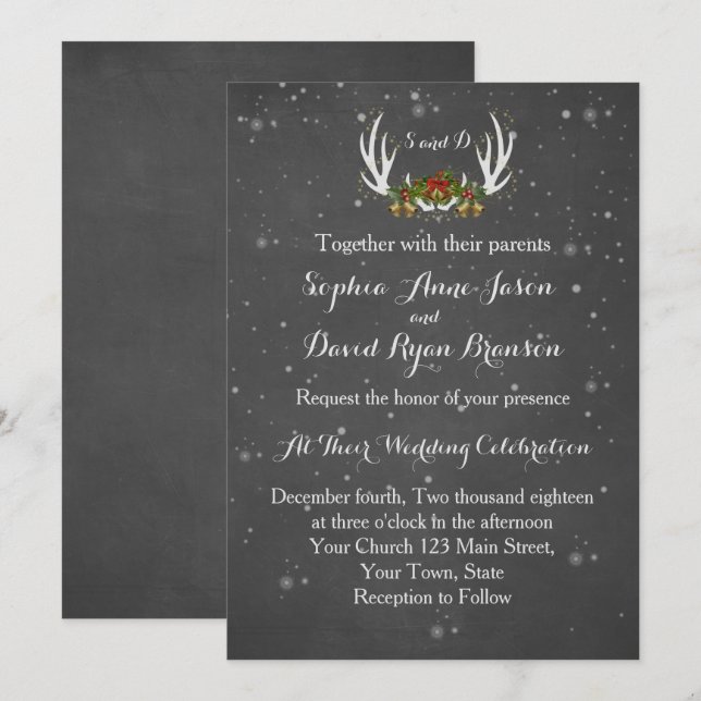 Faire-part de mariage Chalkboard (Devant / Derrière)