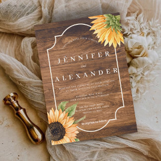 Faire-part de mariage champêtre au tournesol