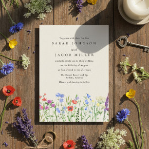 Faire-Part de Mariage Champêtre de Fleurs Sauvages