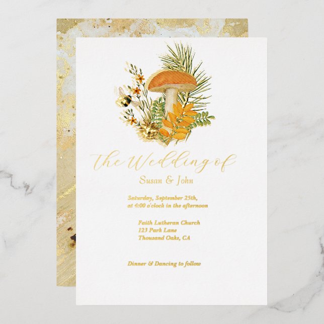 Faire-part de mariage champignon d'automne Invitat (Recto/Verso)
