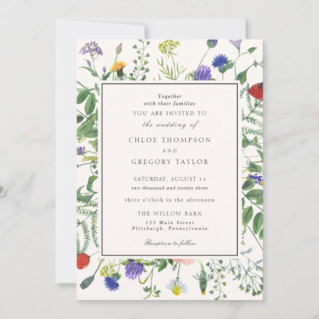 Faire-part de mariage Champs fleur sauvage (Devant)