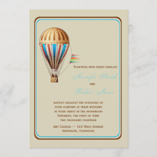 Faire-part de mariage chaud vintage de ballon à