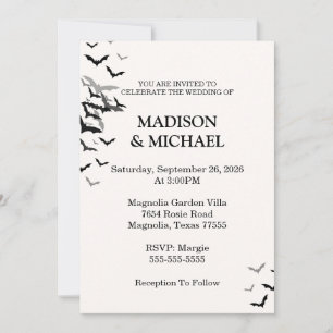 Faire-part de mariage chauve-souris noire Hallowee