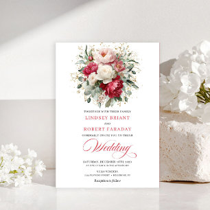 Faire-part de mariage Chic Boho Rouge Blush Verdur