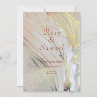 Faire-part de mariage chic esthétique encre or ros