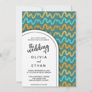 Faire-part de mariage chic et motif coloré