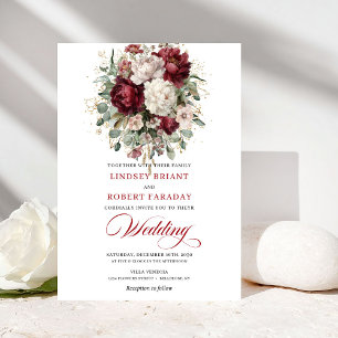 Faire-part de mariage chic jardin floral blanc Bou