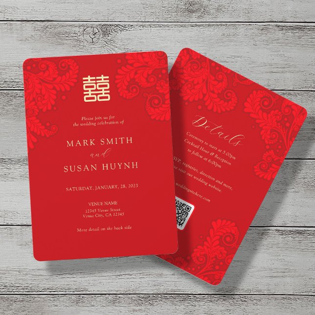 Faire-part de mariage chinois traditionnel en angl (Créateur téléchargé)