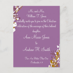 Faire-part de mariage chrétien Purple Elegance