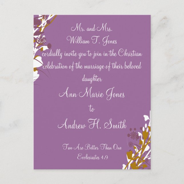 Faire-part de mariage chrétien Purple Elegance (Devant)