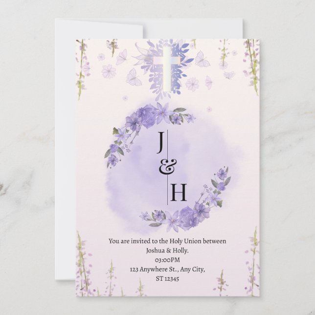 Faire-part de mariage chrétienne personnalisable (Devant)
