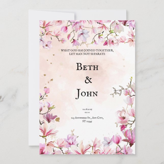 Faire-part de mariage chrétienne personnalisée (Devant)
