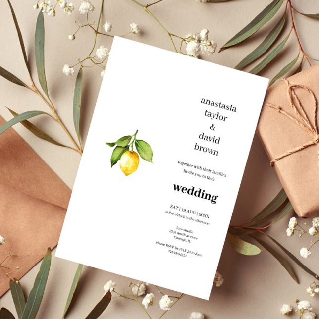 Faire-part de mariage citron jaune (Créateur téléchargé)