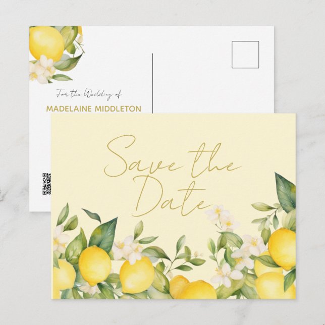 Faire-part de mariage citrons Save The Date (Devant / Derrière)