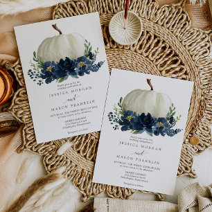 Faire-part de mariage Citrouille bleu de la marine