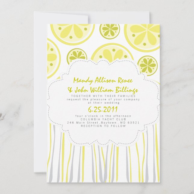 Faire-part de mariage Citrus Stripes (Devant)
