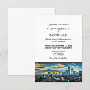 Faire-part de mariage Cityscape de Boston Ma Skyli