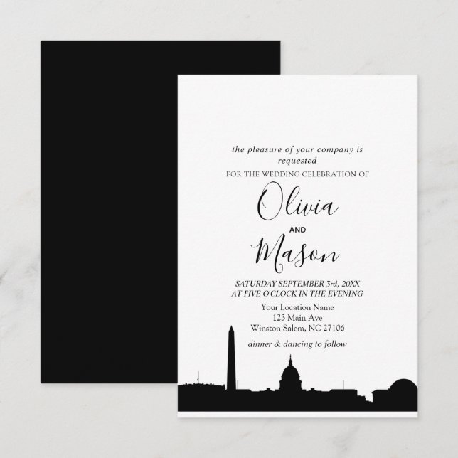 Faire-part de mariage Cityscape de Washington DC S (Devant / Derrière)