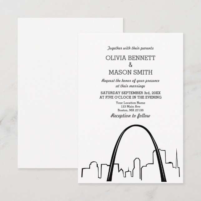 Faire-part de mariage Cityscape St Louis Skyline (Devant / Derrière)